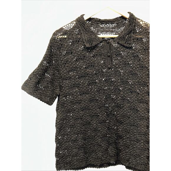 Black Crochet Knit Women's Medium Sweater Witchy Whimsigoth Oversized Goth - Picture 2 of 10